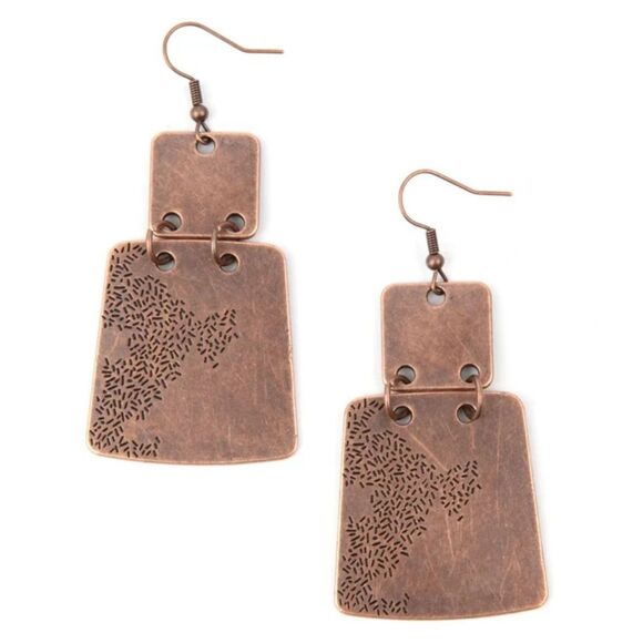 Tagging Along Copper Earrings (235) - Picture 2 of 2